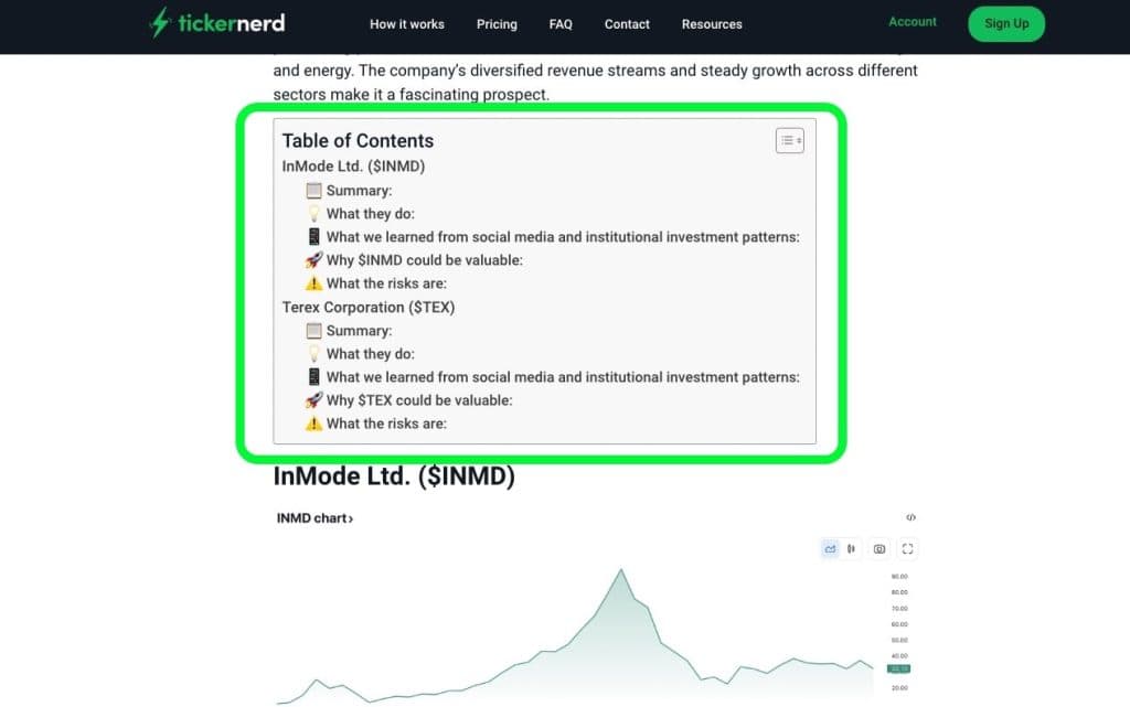 ticker nerd report example