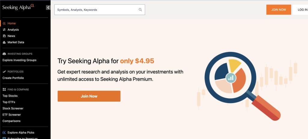 seeking alpha dashboard