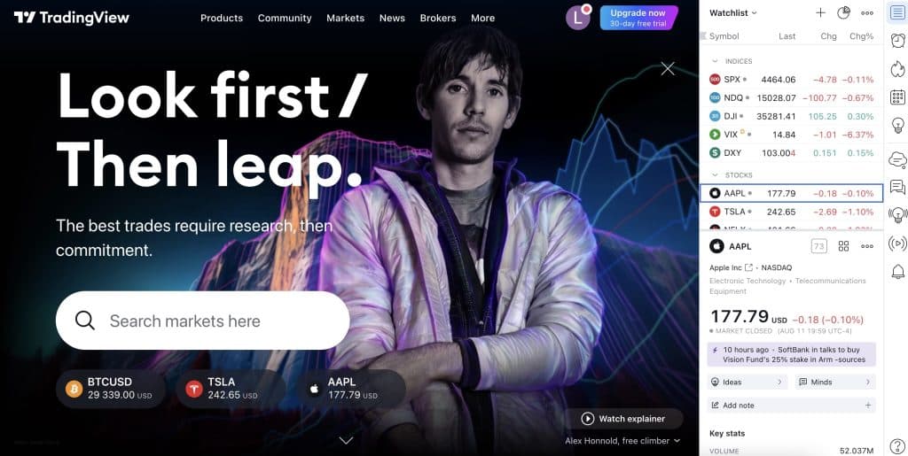 trading view homepage