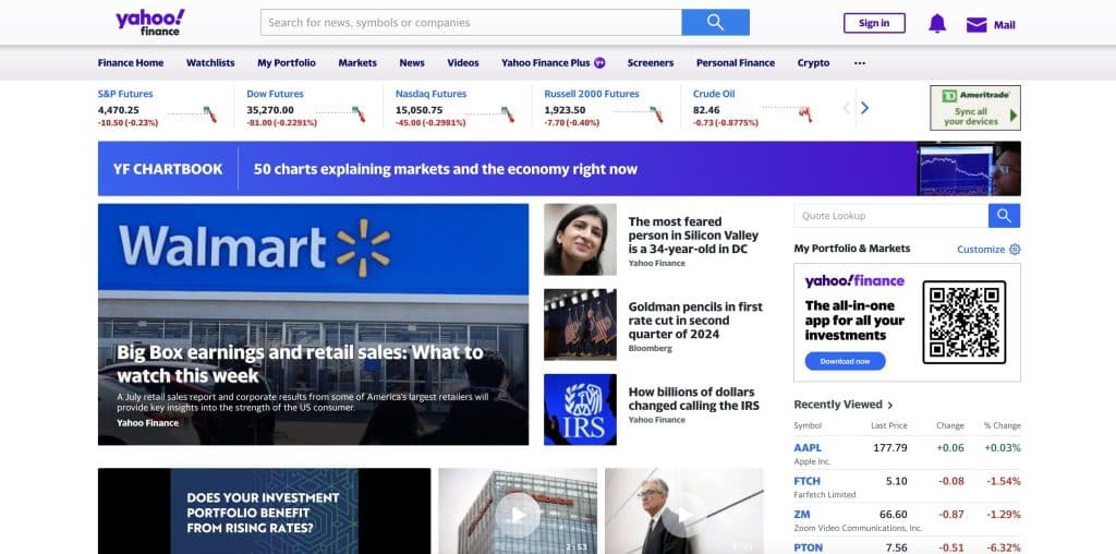 yahoo finance dashboard