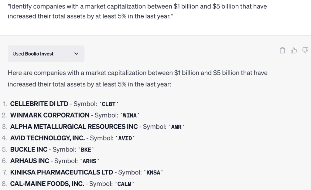 ChatGPT output for: Identify companies with a market capitalization between $1 billion and $5 billion that hav