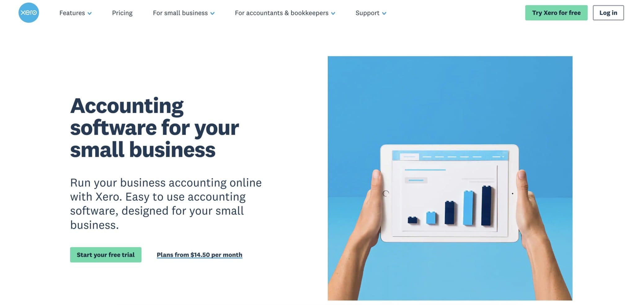 Xero homepage