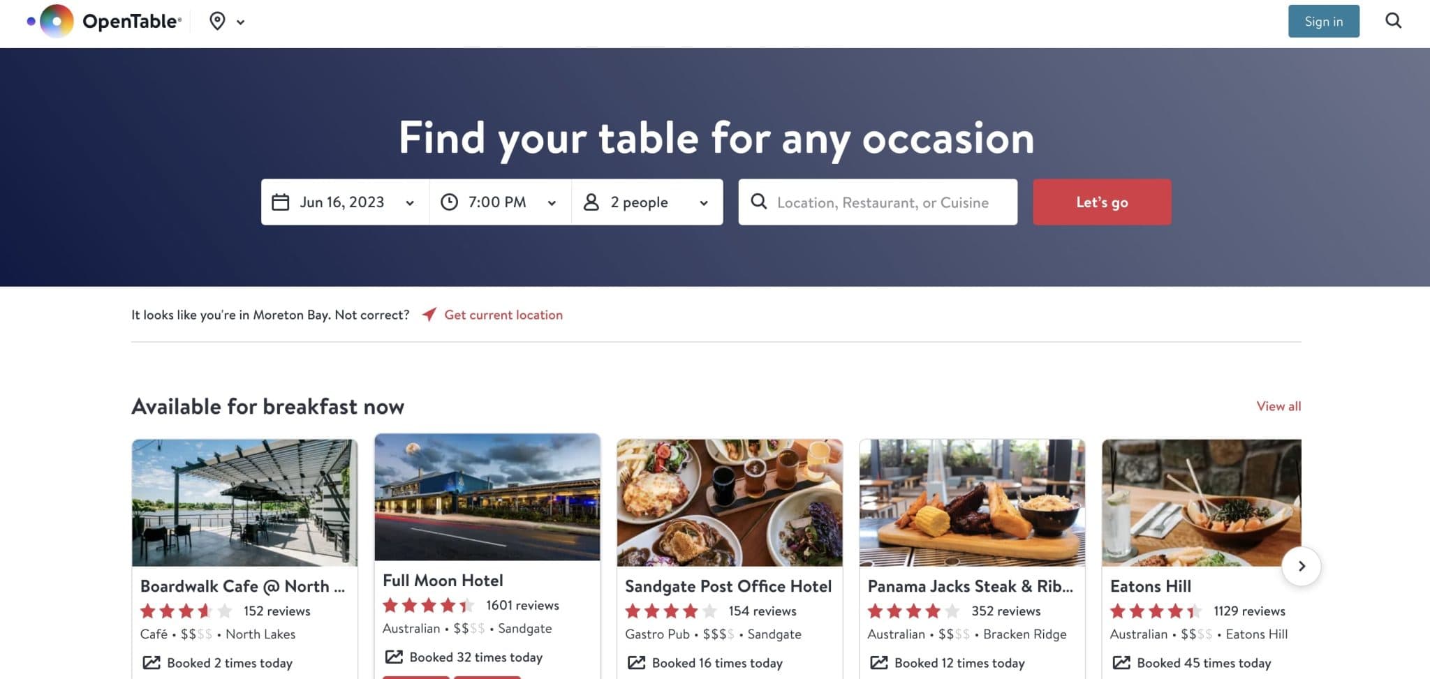 opentable homepage