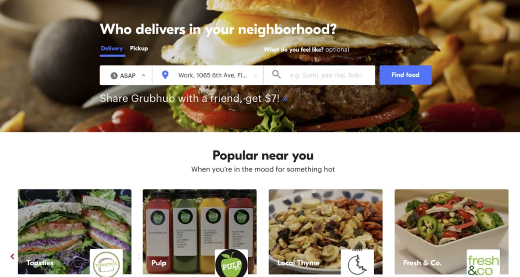 grubhub homepage