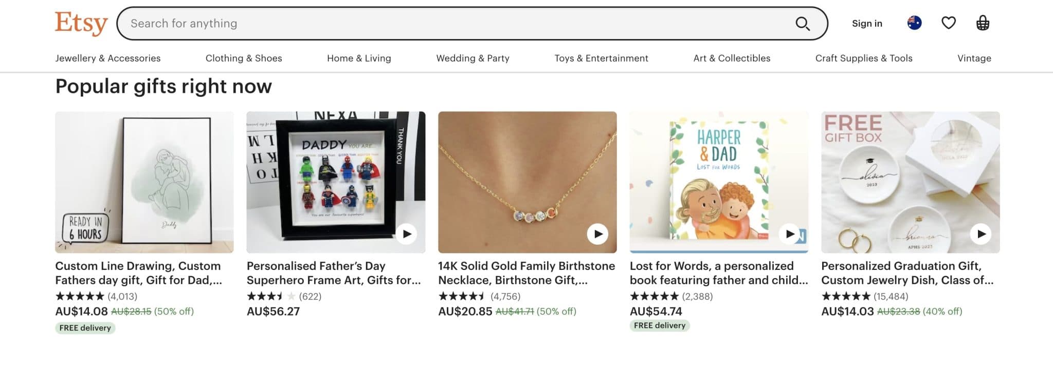 etsy homepage