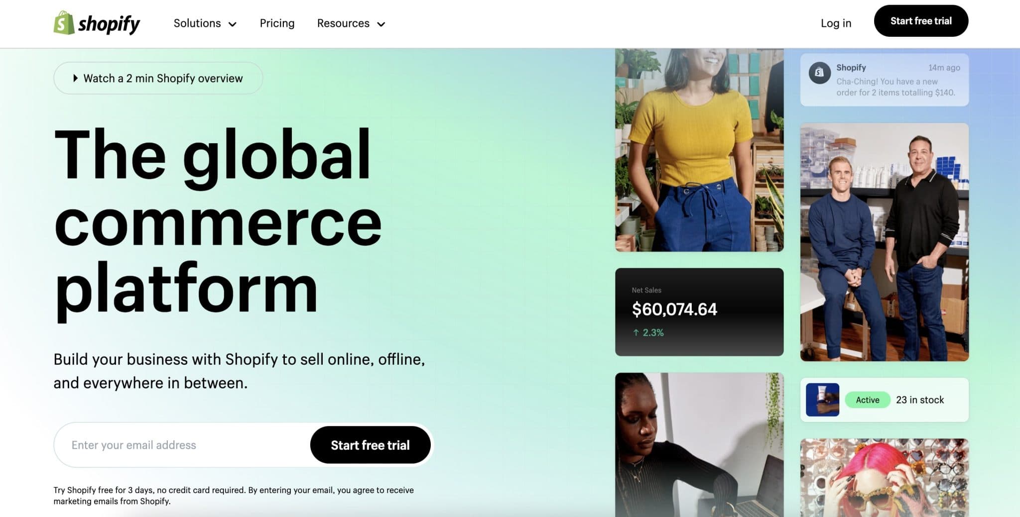 shopify homepage