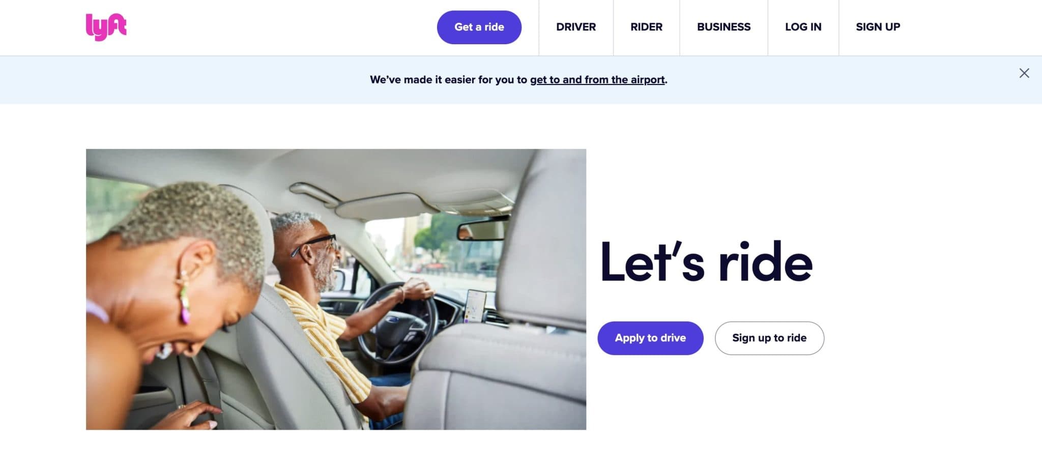 Lyft homepage