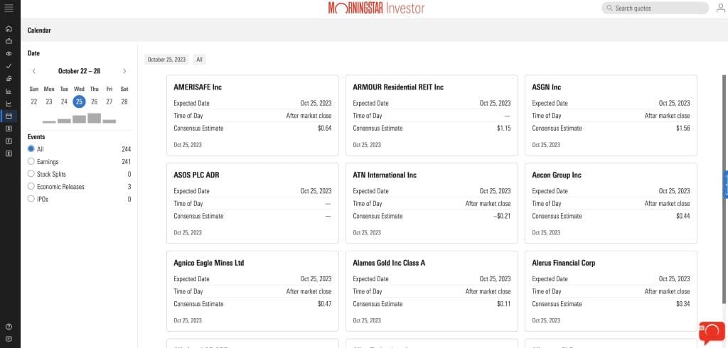 morningstar investor event calendar