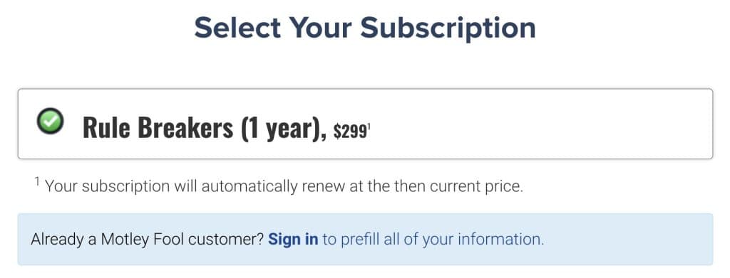 motley fool rule breakers one year price